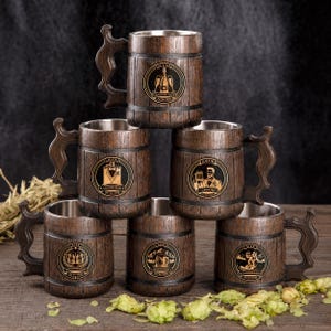 Custom Engraved Wooden Beer Mug, Groomsman Proposal Gift, Wedding Beer Stein