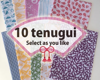 Tenugui towel 10 pcs LOT small pattern set cotton 100/% Made in Japan