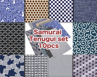 Tenugui towel 10 pcs LOT small pattern set cotton 100/% Made in Japan