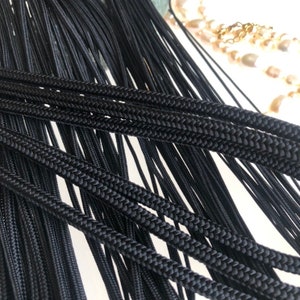 Black Silk round braided cord kumihimo 15mm 100cm Japanese silk cord Kara-uchi-himo 16 strand braid/for Minimalist jewelry image 1