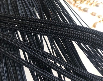 Black Silk round braided cord kumihimo 1~5mm 100cm Japanese silk cord "Kara-uchi-himo" 16 strand braid/for Minimalist jewelry