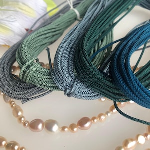 Premium Silk Kumihimo Cord 1.5mm – Authentic Japanese Braid for Elegant Jewelry 8 strand braid/Japanese grayish green blue IGA