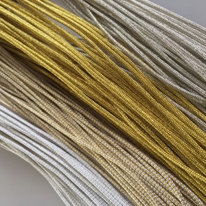 Gold & Silver round metallic cord kumihimo 2mm 5m Japanese kumihomo cord &quot;kara-uchi-himo&quot;/MADE in JAPAN