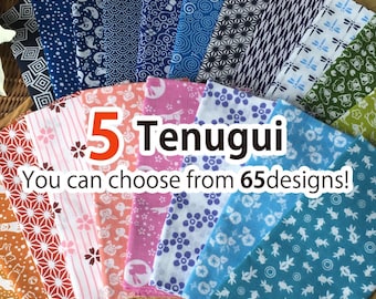 Tenugui towel 5 pcs choose from 65 designs! /Cotton 100% / Made in Japan/13inch x 35.5inch