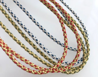 大型セールや時期 & Gold Silver 8 Silk With Cord Braided Kumihimo Exquisite アクセサリー