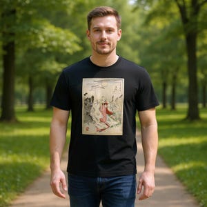 Ukiyoe Premium Unisex Crewneck T-shirt | &quot;Moon at Horinji Temple - Yokobue&quot; from One Hundred Aspects of the Moon