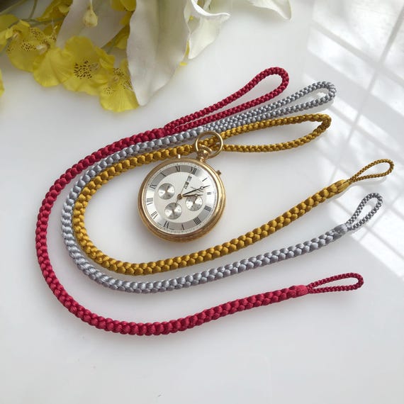 Pure Silk Pocket Watch Cord, Hand Braided Kumihimo Yotsukumi /MADE