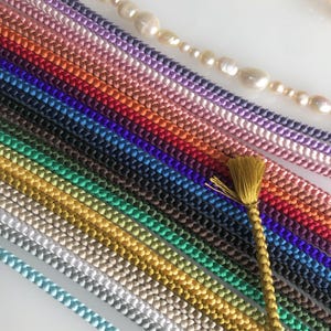 Silk kumihimo braided cord 3.5 mm 150 cm 24 colors, for Jewelry belts bracelet kumihimo Japanese Kimono Obi Jime Belt Cord finished  end