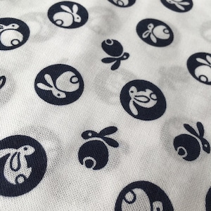 Japanese tenugui towel fabric Japanese traditional pattern &quot;moon rabbit&quot;  /Cotton 100% / Made in Japan / 90cmx 33cm