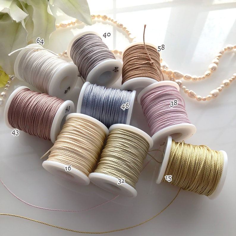 Pure Silk 3ply Japanese twisted cord 1mm yorihimo 1 meter/ for minimalist jewellery /MADE in JAPAN/ Silk Cord for Lightweight Silk Necklaces image 7