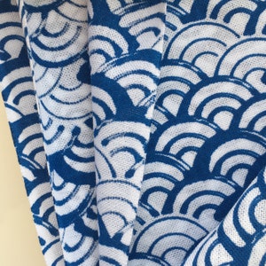 Japanese tenugui towel fabric 90cm Japanese traditional pattern Seikaiha Blue weave /Cotton 100% / Made in Japan image 4