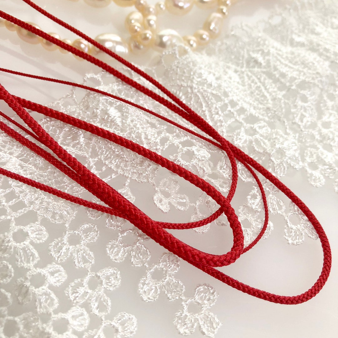 Red Silk Round Braided Cord Kumihimo Japanese Silk Cord/0.7mm2mm/1 Meter  edo-uchi-himo 8 Strand Braid/for Jewelry/ Kyoto Kumihimo/ 51 