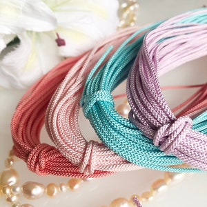 Premium Silk Kumihimo Cord 1.5mm – Authentic Japanese Braid for Elegant jewellery 8 strand braid/ MADE in JAPAN/ pastal tone color IGA