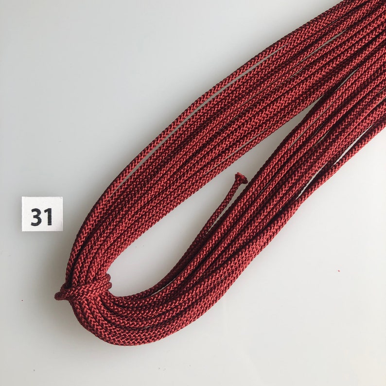 Silk round braided cord kumihimo 1.5mm 120cm Japanese silk cord 8 strand braid/ for Minimalist jewelry/Japanese traditional color 1 31　akane iro