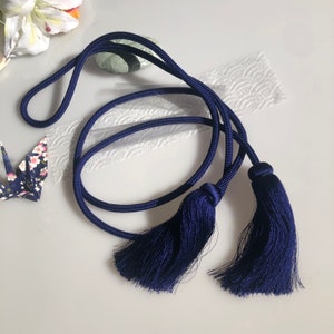 Silk  kumihimo 7mm with tassel ends THICK Japanese silk cord "Kara-uchi-himo" 16 strand braid/MADE in JAPAN/Custom order available