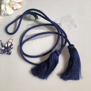 Silk  kumihimo 7mm with tassel ends THICK Japanese silk cord &quot;Kara-uchi-himo&quot; 16 strand braid/MADE in JAPAN/Custom order available