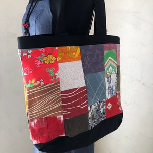 One-of-a-Kind Soft Tote Bag from Upcycled Japanese Kimono - Handcrafted Beauty