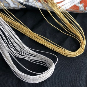Silver round metallic cord kumihimo 1mm 　8strands "Edouchi himo"/MADE in JAPAN