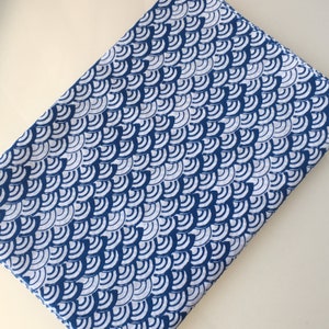 Japanese tenugui towel fabric 90cm Japanese traditional pattern Seikaiha Blue weave /Cotton 100% / Made in Japan image 3