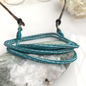 Silk Kyoto Kumihimo Glasses Strap, Sunglass Holder- karauchi   blue green/MADE in JAPAN