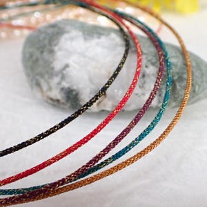Japanese Silk Kumihimo Cord 1mm with Gold Thread – Traditional Braided Cord with Sparkle (Kirakira)/ for minimalist jewelry/ MADE in JAPAN