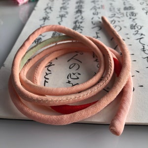 Handcrafted Silk Cord Made from Upcycled Silk Kimonos for Necklace, Bracelet,Hair accessory Made in Japan Pink & Red