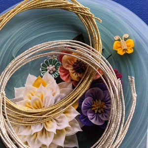 Gold thread wrapped wire 72cm 5pc / Japanese maiko kanzashi/ Flower kanzashi/ made in JAPAN
