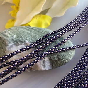 Silk round braided cord kumihimo 2mm mix color purple. and black.light purple Japanese silk cord /for Minimalist jewelry/ 1 meter
