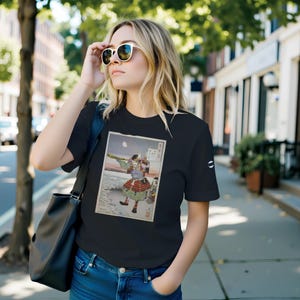Japanese Ukiyo-e Samurai Art T-Shirt – Moonlight Over Inamuragasaki – Nitta Yoshisada – Black Unisex Cotton Top – Gift for Art Lovers