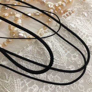Black Silk round braided cord kumihimo Japanese silk cord/0.7mm2mm/1 meter Edo-uchi-himo 8 strand braid/for jewelry/ Kyoto kumihimo/ 44 image 3