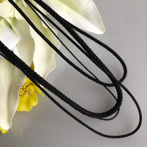 Cordon rond tressé en soie noire kumihimo cordon de soie japonais Edo-uchi-himo tresse 8 brins/pour bijoux minimalistes image 4