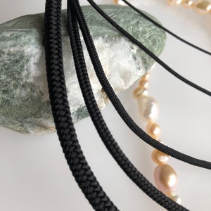 Black Silk round braided cord kumihimo 15mm 100cm Japanese silk cord Kara-uchi-himo 16 strand braid/for Minimalist jewelry image 2