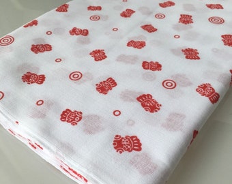 Japanese tenugui towel fabric Japanese traditional pattern "Retro red goldfish"  /Cotton 100% / Made in Japan / 90cmx 33cm