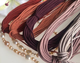 Silk round braided cord kumihimo 1.5mm 120cm Japanese silk cord 8 strand braid/ for Minimalist jewelry/Japanese traditional color 1