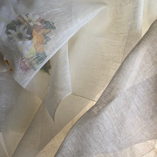Japanese Linen gauze net fabric 100cm/ Mesh cloth/ Linen 100%  Made in Kyoto / unwashed linen fabric