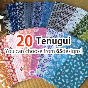 Tenugui towel 20 pcs choose from 65 designs! /Cotton 100% / Made in Japan/13inch x 35.5inch