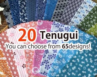 Tenugui towel 20 pcs choose from 65 designs! /Cotton 100% / Made in Japan/13inch x 35.5inch