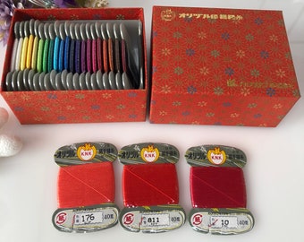 ORIZURU ( 100% silk thread) 25-color silk hand sewing thread B set  Vivid color 40m each, perfect for kaga thimble making  made in japan