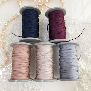 Finest Thin Silk  braided cord kumihimo Japanese silk cord/0.7mm/1 meter "Edo-uchi-himo" 8 strand braid/for jewelry/ Kyoto kumihimo