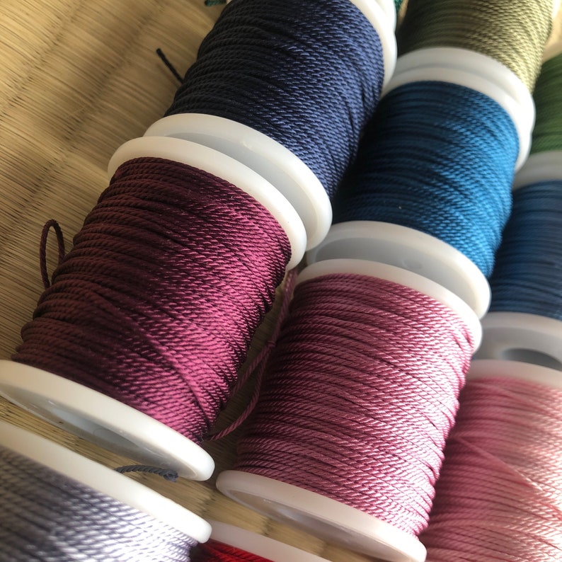 Pure Silk 3ply Japanese twisted cord 1mm yorihimo 1 meter/ for minimalist jewellery /MADE in JAPAN/ Silk Cord for Lightweight Silk Necklaces image 10