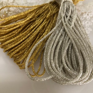 Japanese braid cord kumihimo gold & silver 1.5mm 16 strands  10m made in KYOTO