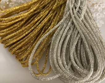 Japanese braid cord kumihimo gold & silver 1.5mm 16 strands  10m made in KYOTO