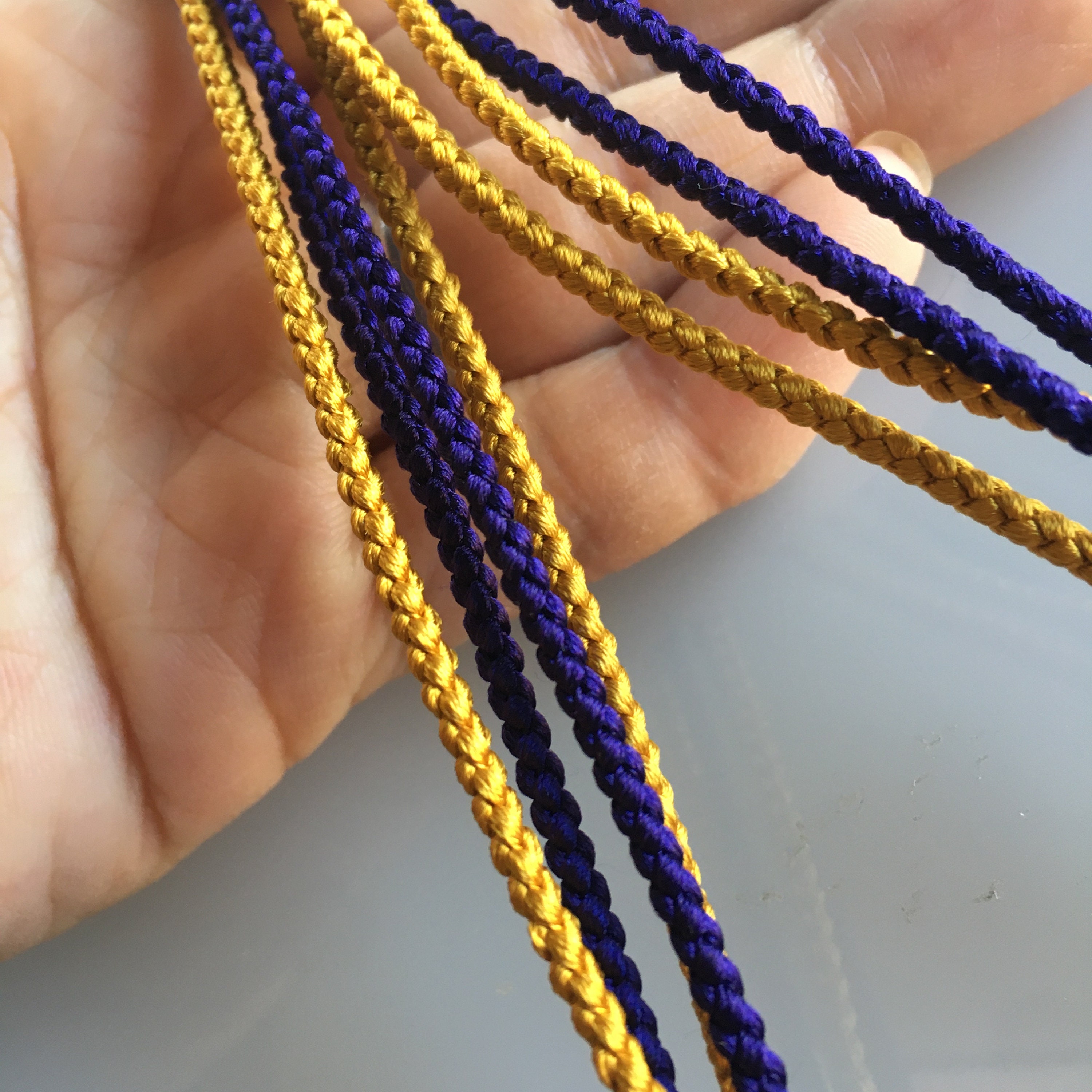 Silk round braided cord kumihimo 2mm Japanese silk cord Yotsu-gumi 4  stranded braid /MADE in JAPAN