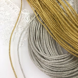 Gold & Silver round metallic cord kumihimo 2mm 　8strands "Edouchi himo"/MADE in JAPAN