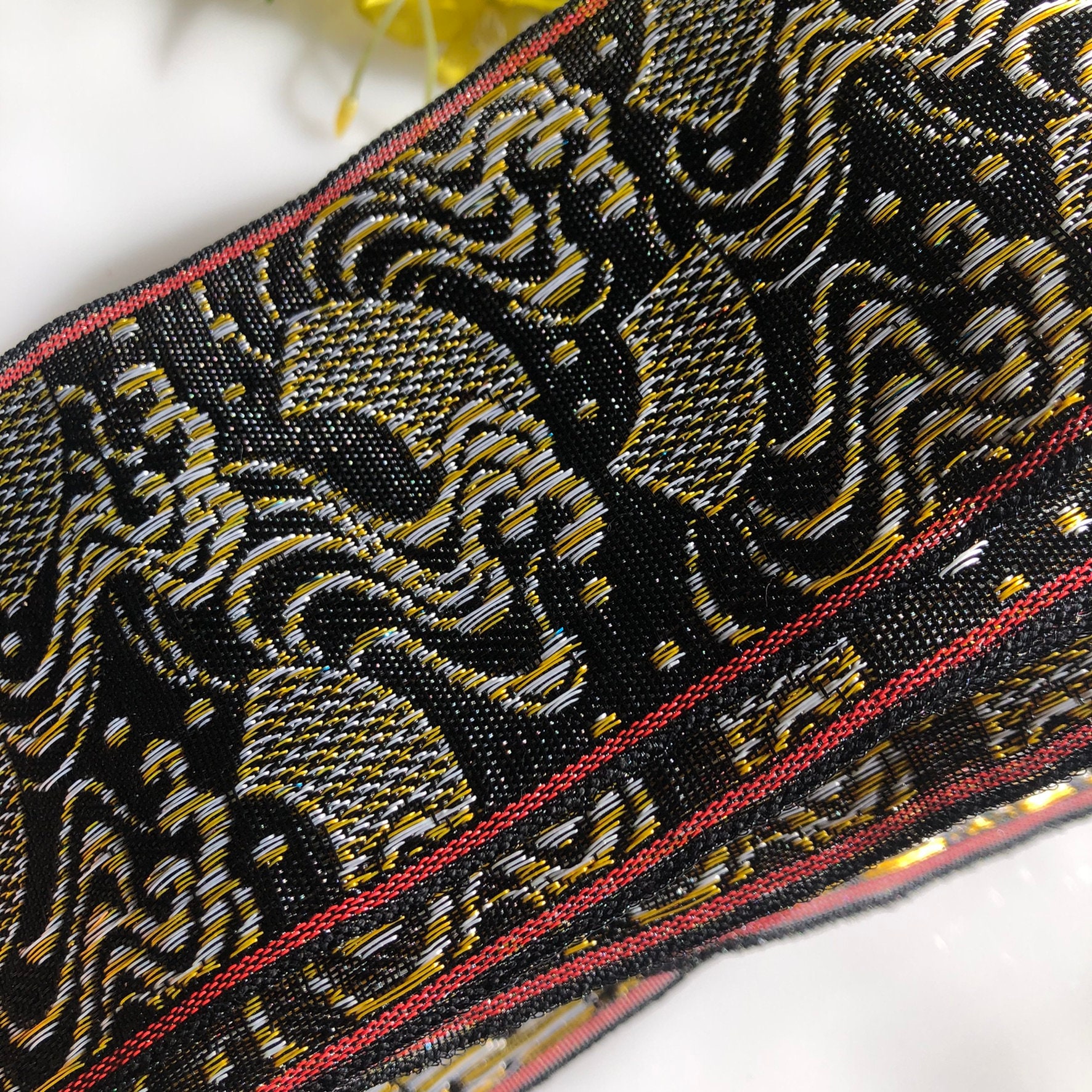 Tatami Heri Ribbon Edging 7.5 Cm Width Black and Gold | Etsy