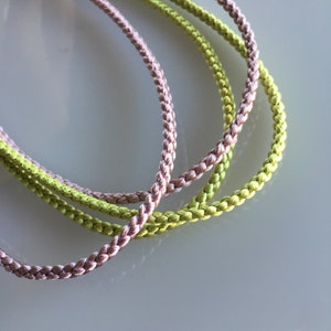 Pure Silk round braided cord kumihimo 3mm 1meter Japanese silk cord "Yotsu-gumi" 4 stranded braid/MADE in JAPAN