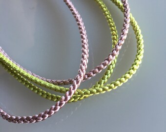 Pure Silk round braided cord kumihimo 3mm Japanese silk cord "Yotsu-gumi" 4 stranded braid/MADE in JAPAN