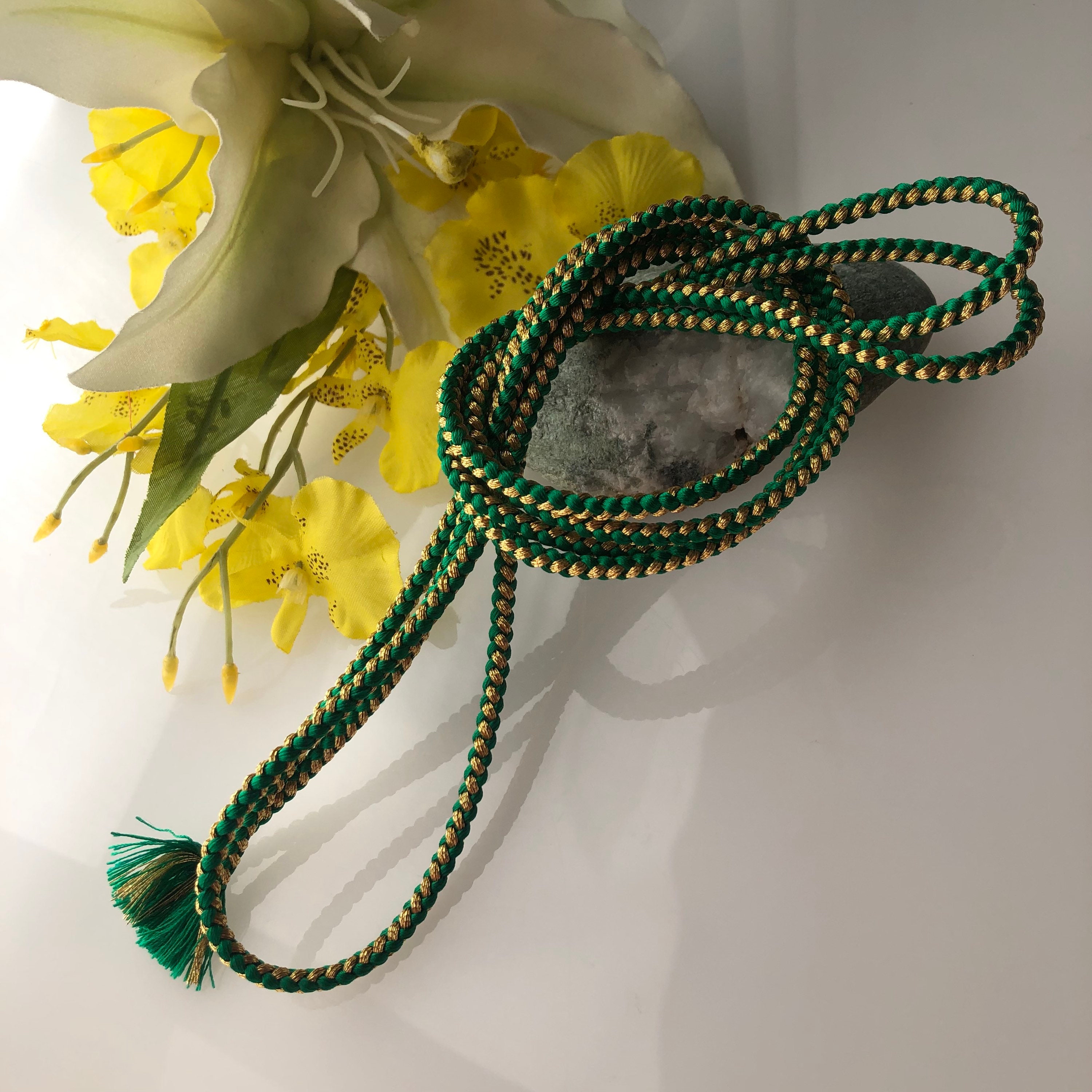 Silk kumihimo braided cord 3.5 mm 150 cm “kakusugi” braided, for belts  bracelet . kumihimo Japanese Kimono Obi Jime Belt Cord - Atelier Miyabi