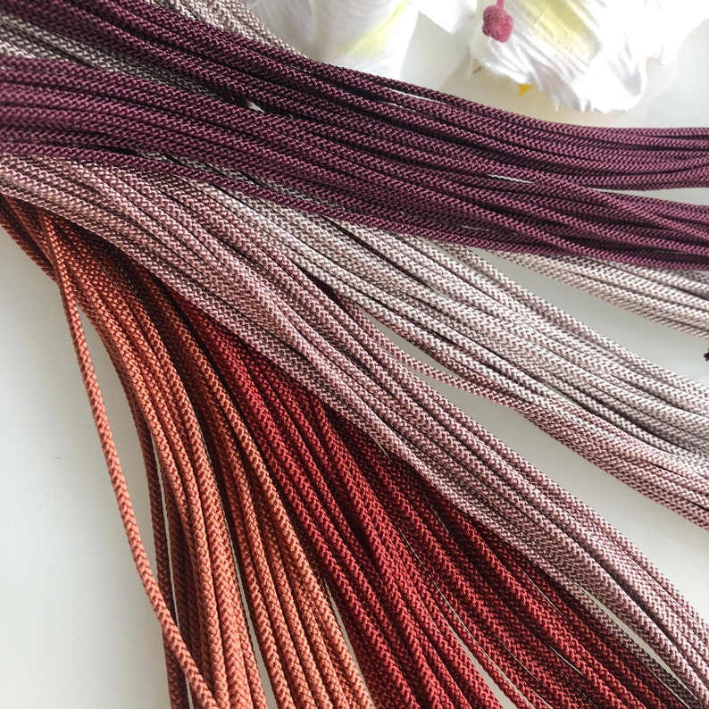Silk round braided cord kumihimo 1.5mm 120cm Japanese silk cord 8 strand braid/ for Minimalist jewelry/Japanese traditional color 1 image 9