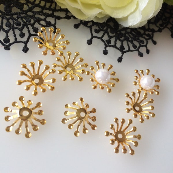 Beads cap for kanzashi flower 13mm gold 20pcs / KYOTO Maiko Geisya kanzashi